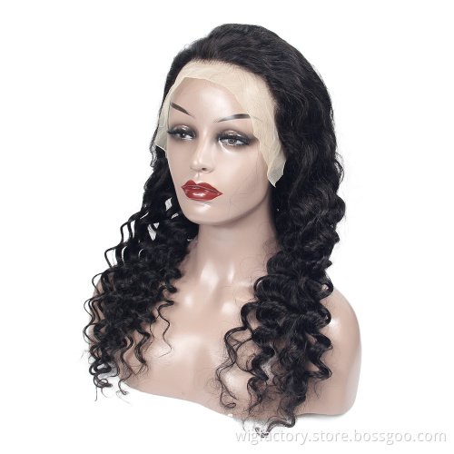 Cheap wholesale 100% human loose deep wave lace front wigs hd lace wig remy cuticle aligned loose deep lace wig